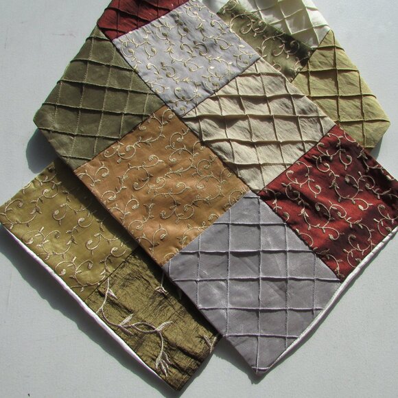 Satin Embroidered Patchwork Scarf - Picture 12 of 13